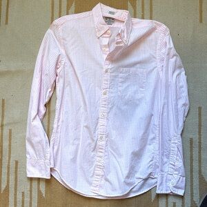J Crew Men’s Shirt - Pink Gingham - Medium Slim Fit